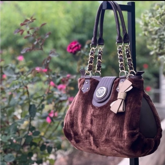 VINTAGE SHARIF Faux Fur Shoulder Bag/Satchel - Picture 4 of 12